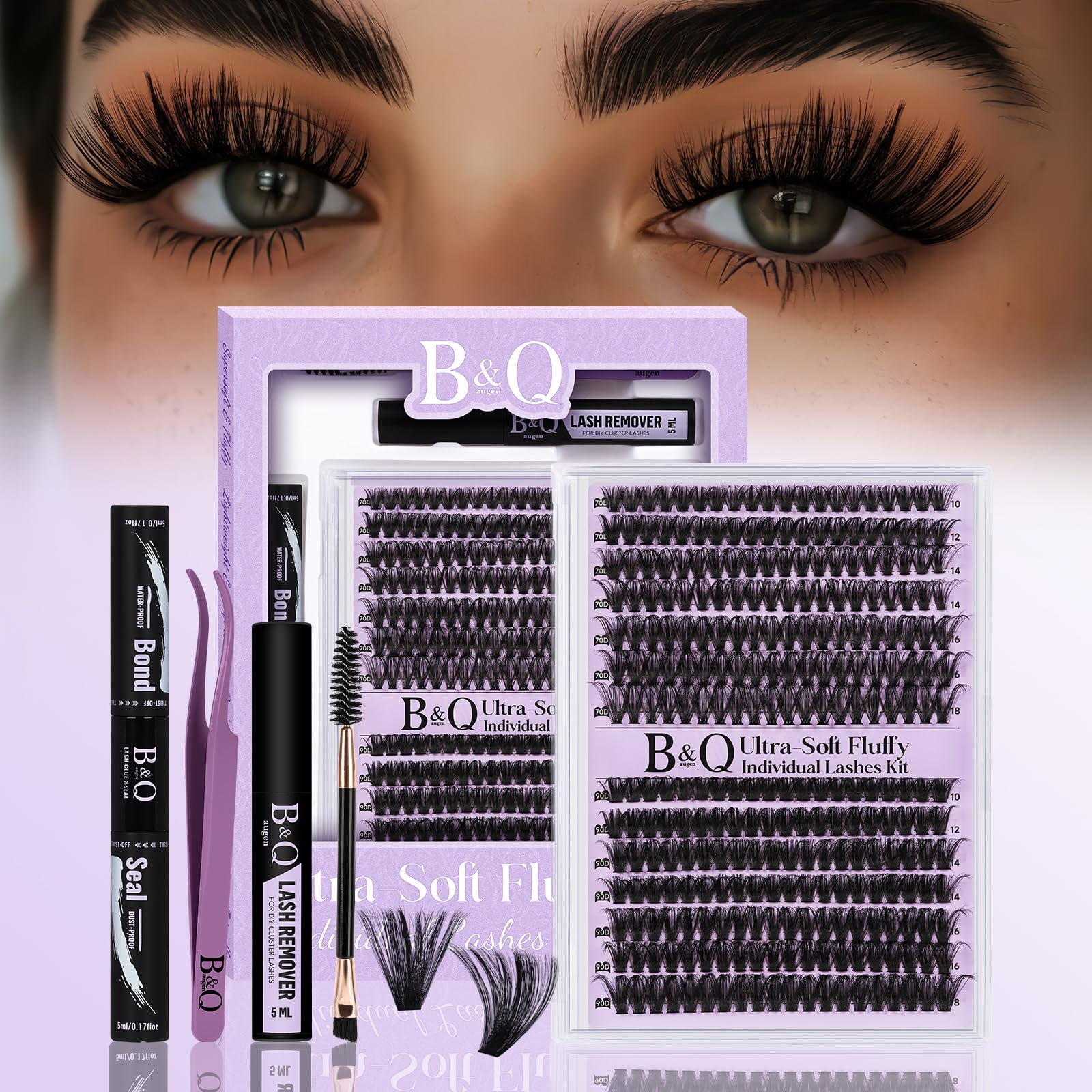 B&Qaugen fluffy lash clusters kit ultrasoft clusters for versatile looks.