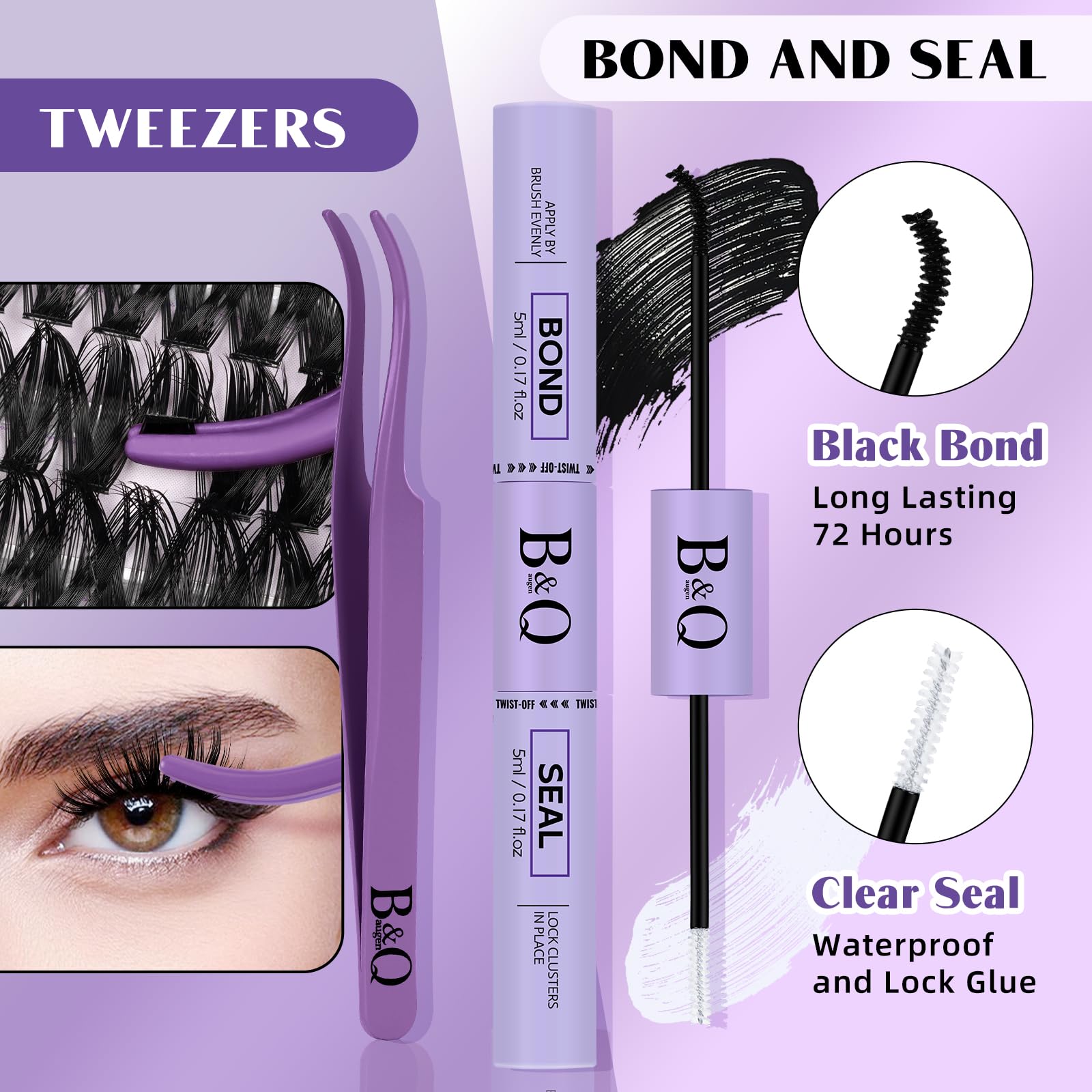BQaugen lash bond and seal provide a secure finish.