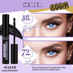 B&Qaugen lash sealer application close-up on lashes for improved retention