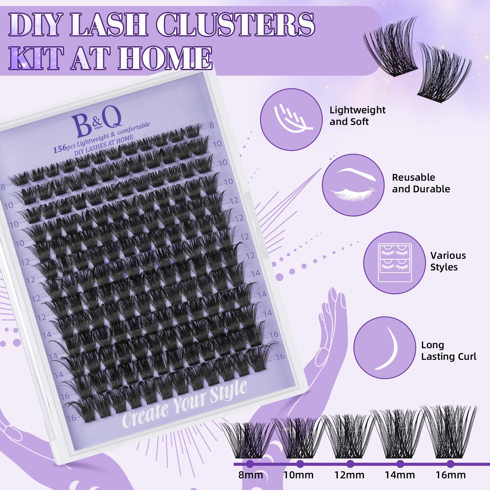 B&Qaugen Wispy Lash Clusters Kit B19 lash applicators—efficient at-home styling