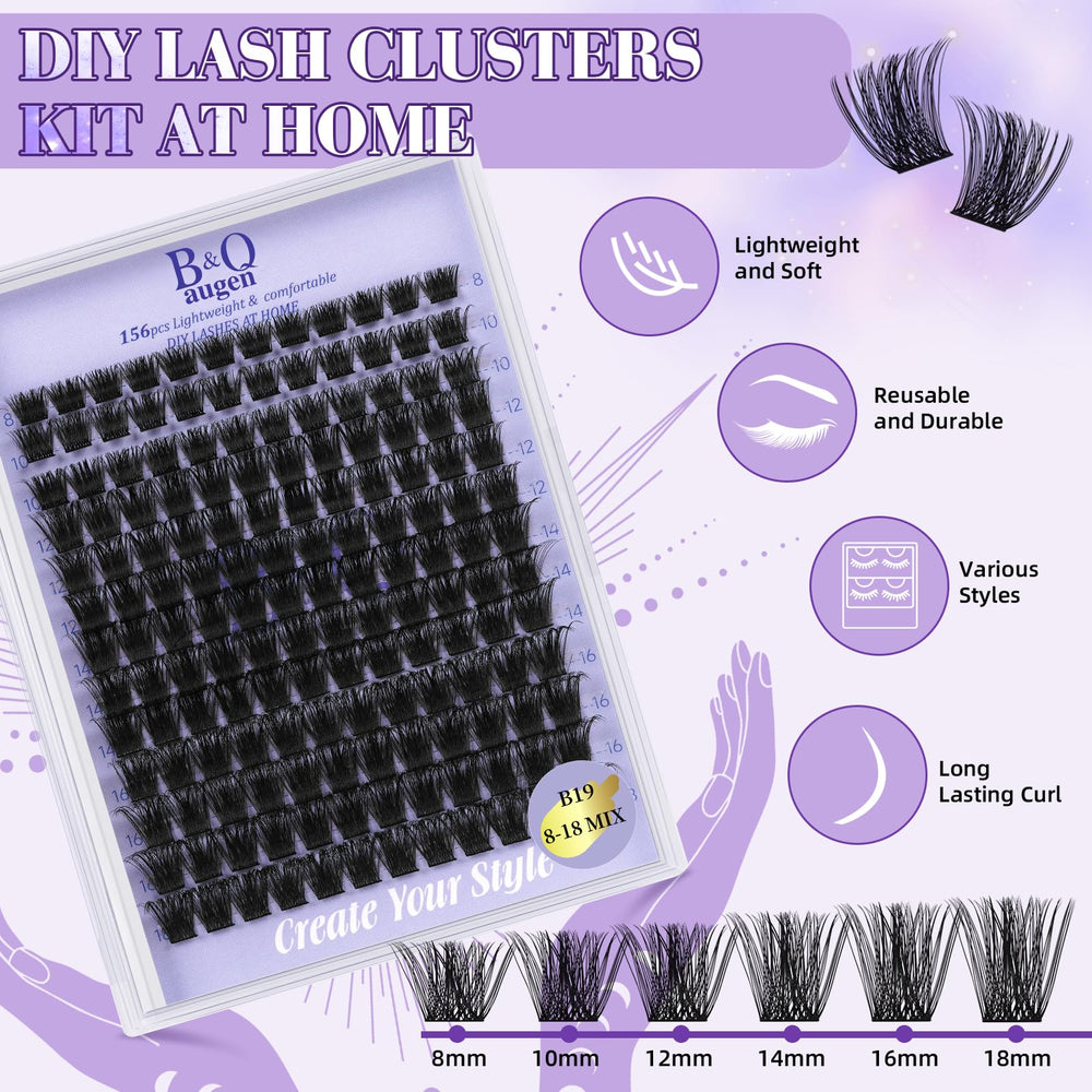 B&Qaugen Wispy Lash Clusters Kit B19 various lengths—customized volume options