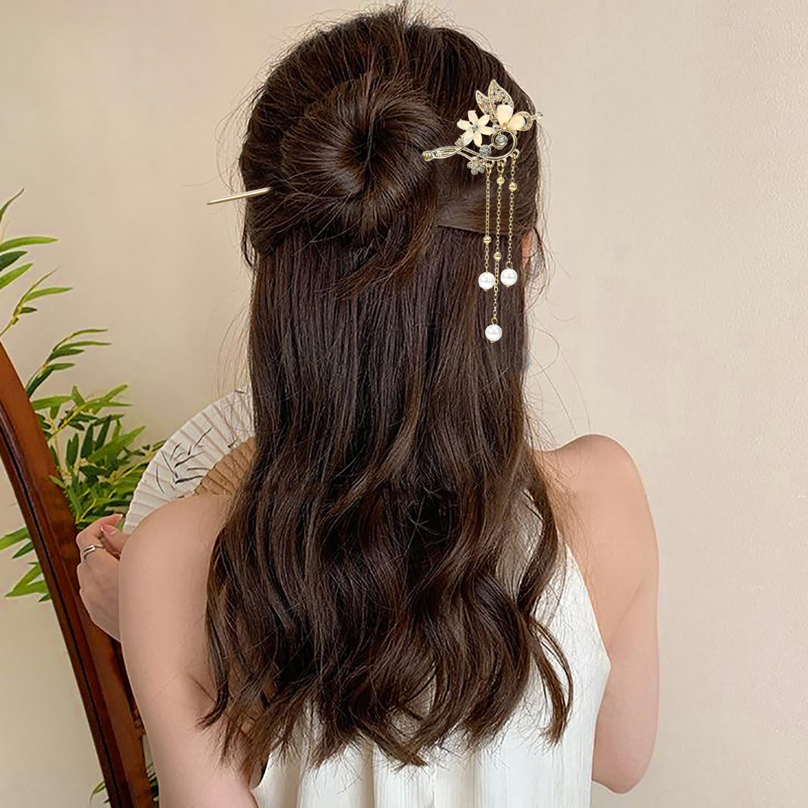 BQSAZHYJ Dual-pack hair sticks beige offers versatile options for daily and special occasions.