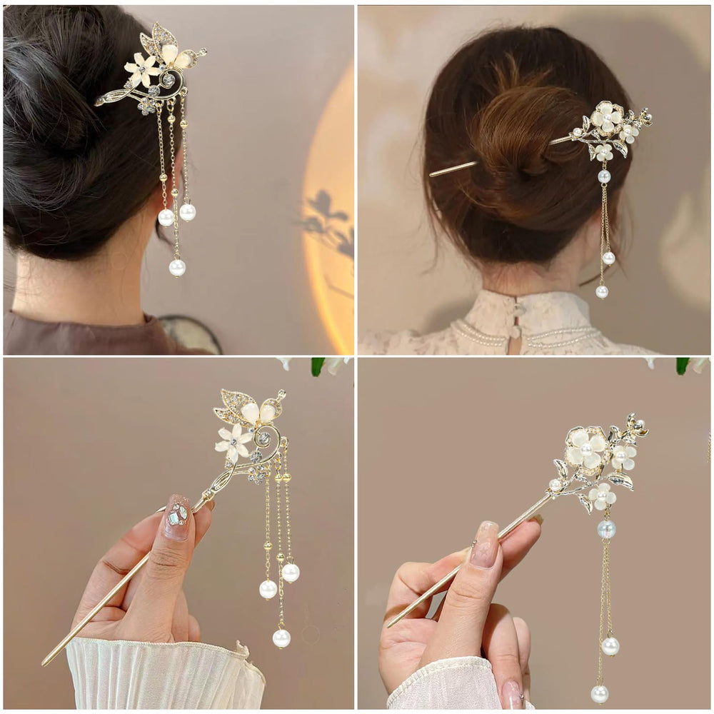 BQSAZHYJ Magnolia flower hair pin beige adds refined floral accent for weddings or daily chic.