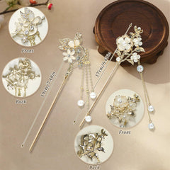 BQSAZHYJ Pearl-dangle tassel hair accessory beige provides subtle shimmer for festive updos.