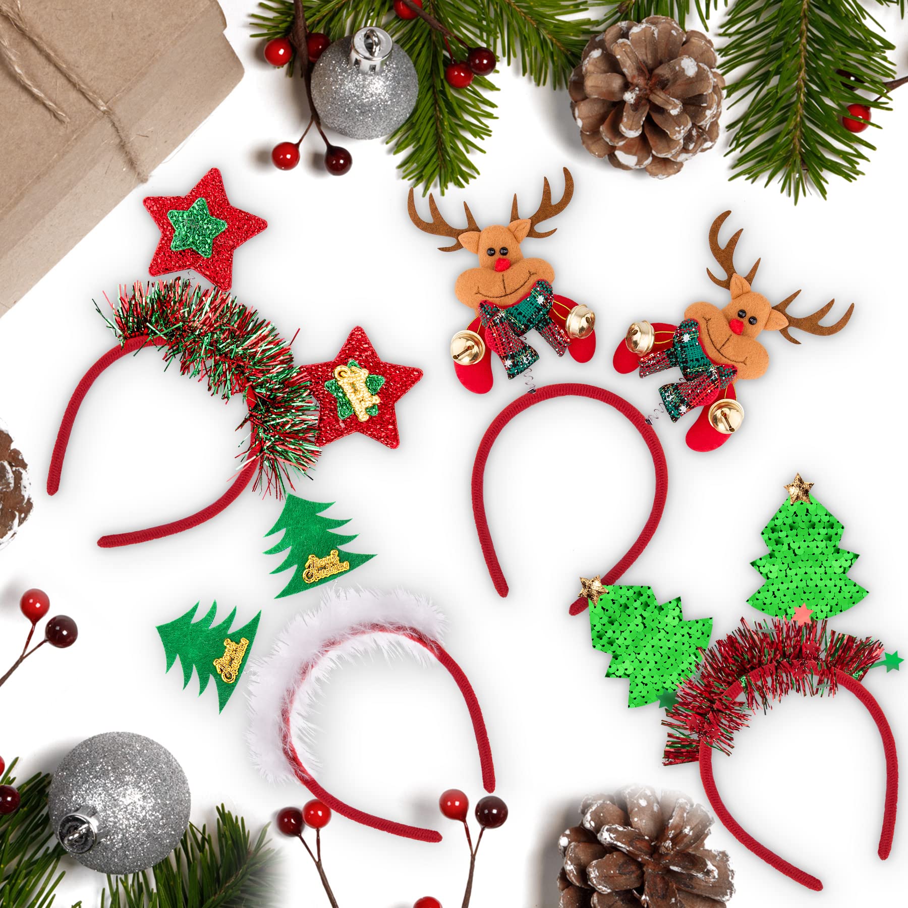 BQTQ 12-piece headbands set highlights coordinated outfits for Christmas gatherings.