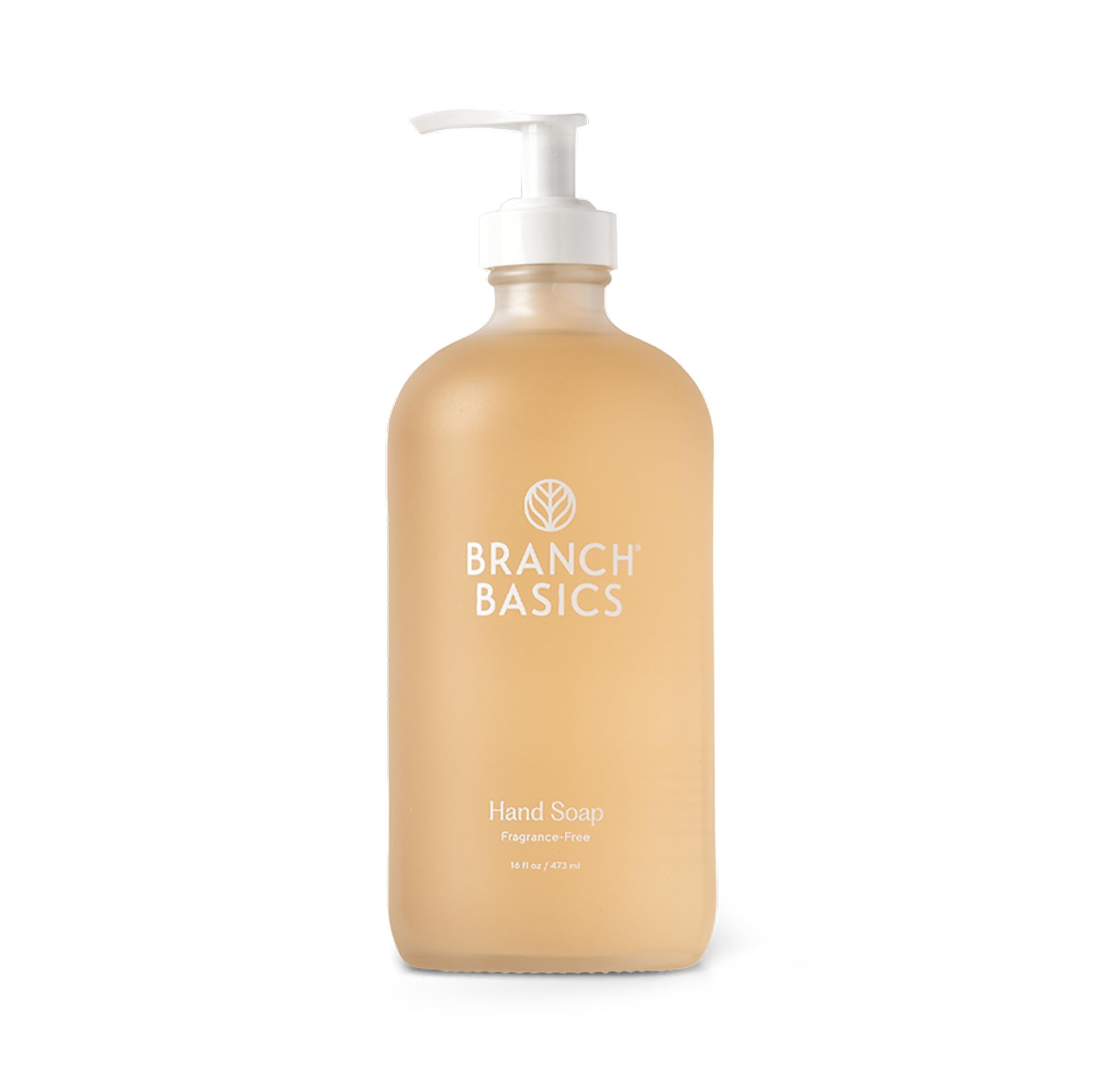 Branch Basics Gel Hand Soap bottle in a refillable glass bottle for sustainable cleansing.