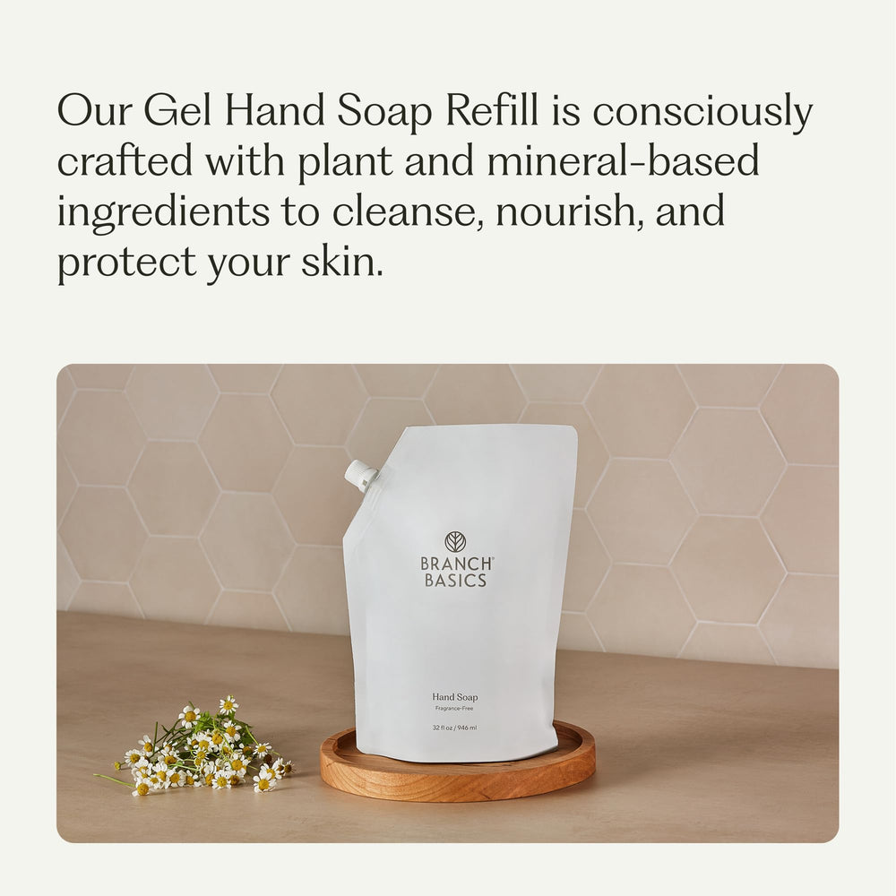 Branch Basics refill pouch pour action shows easy, mess-free refilling.