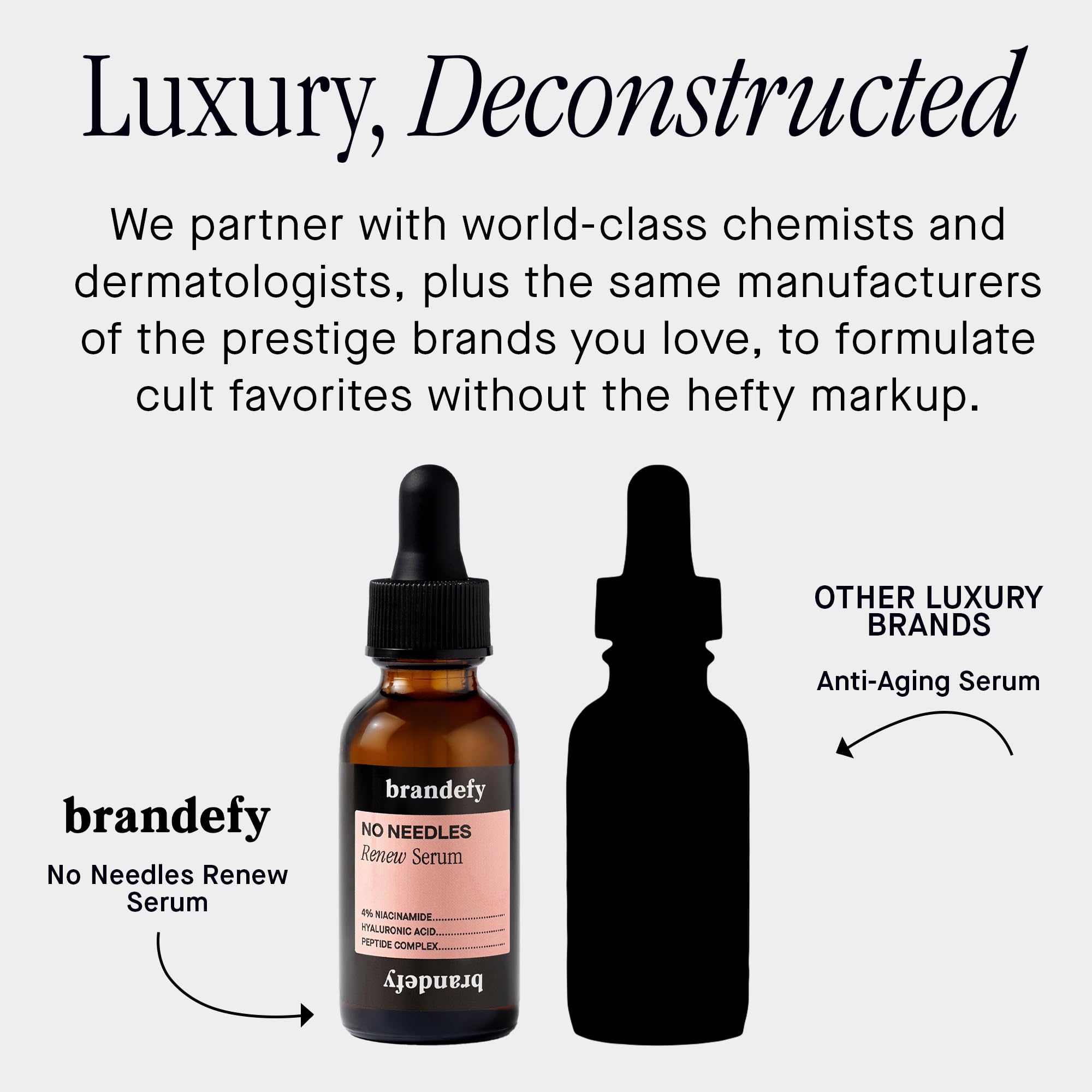 Brandefy No Needles fragrance-free serum suitable for sensitive skin.