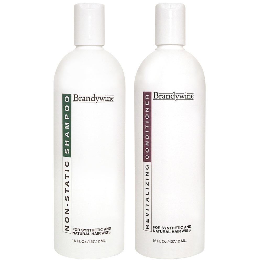 Brandywine Non Static Shampoo bottle front cleanses wig fibers with gentle, residue-free care.