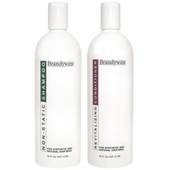 Brandywine Non Static Shampoo bottle front cleanses wig fibers with gentle, residue-free care.