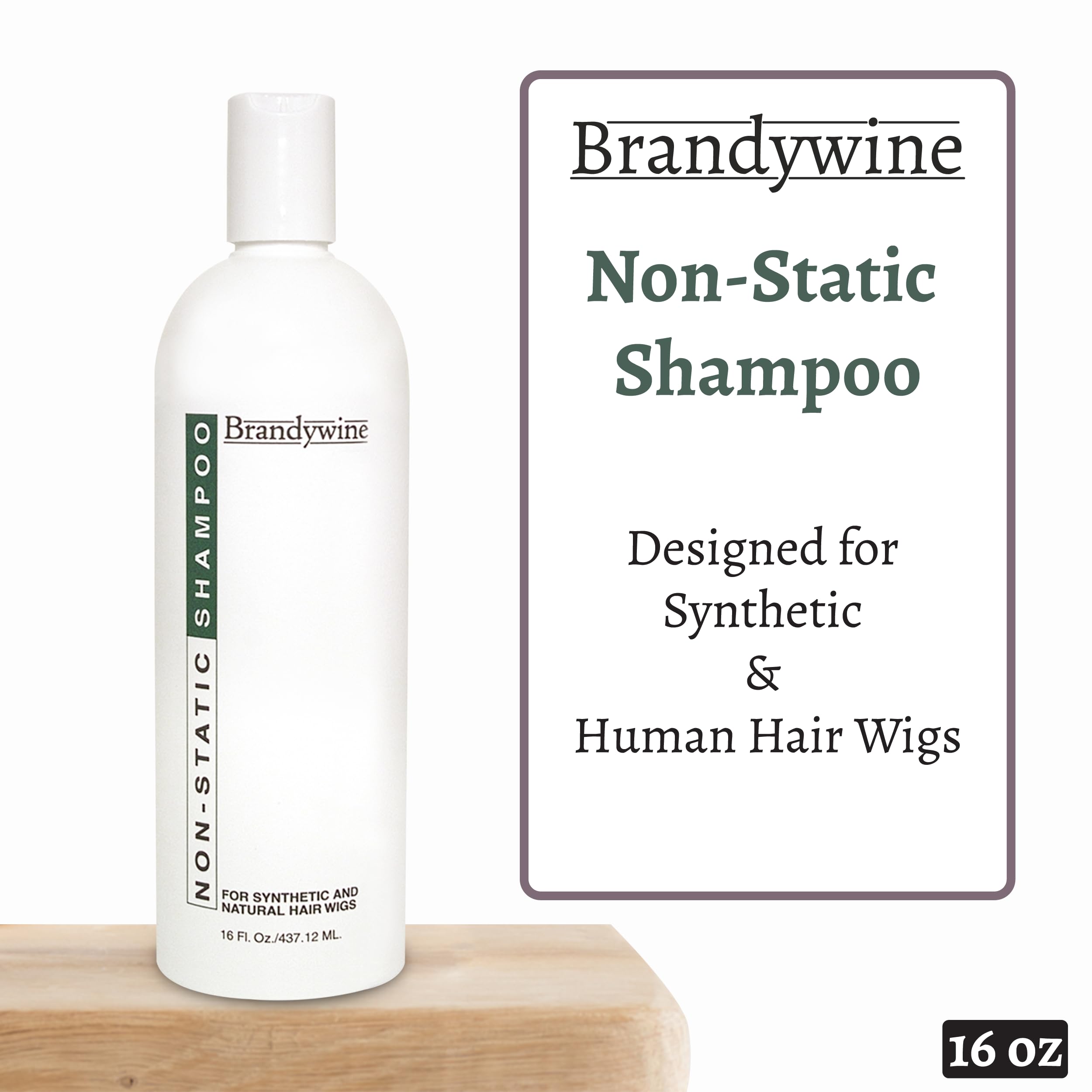 Brandywine Non Static Shampoo pour action demonstrates even distribution on wigs.
