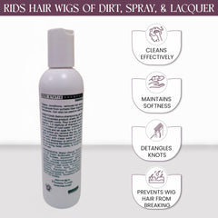 Brandywine Non Static Shampoo wig-cleaning action on synthetic and human hair.