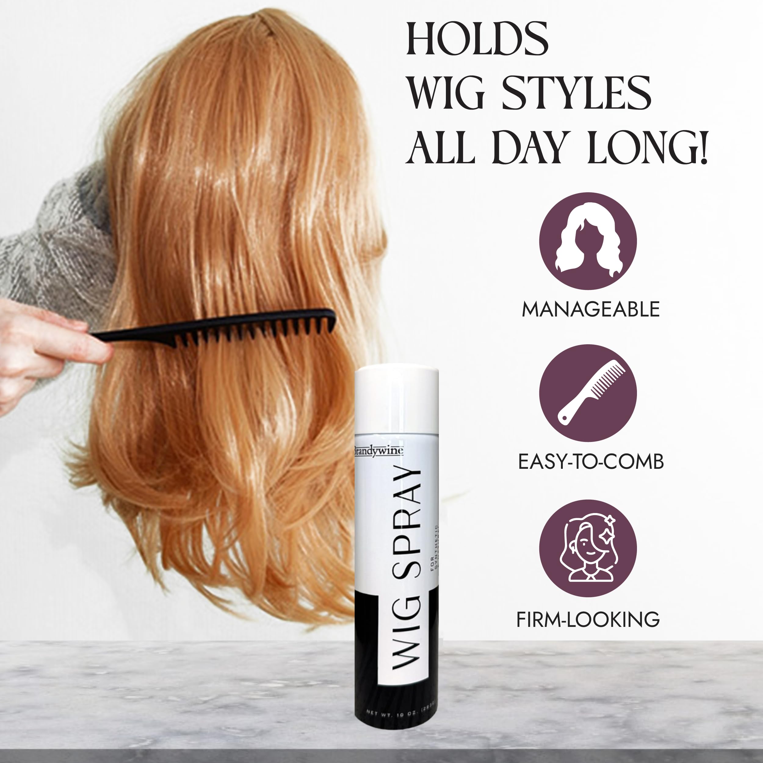 Brandywine Wig Spray para pelucas: acabado ligero y natural.