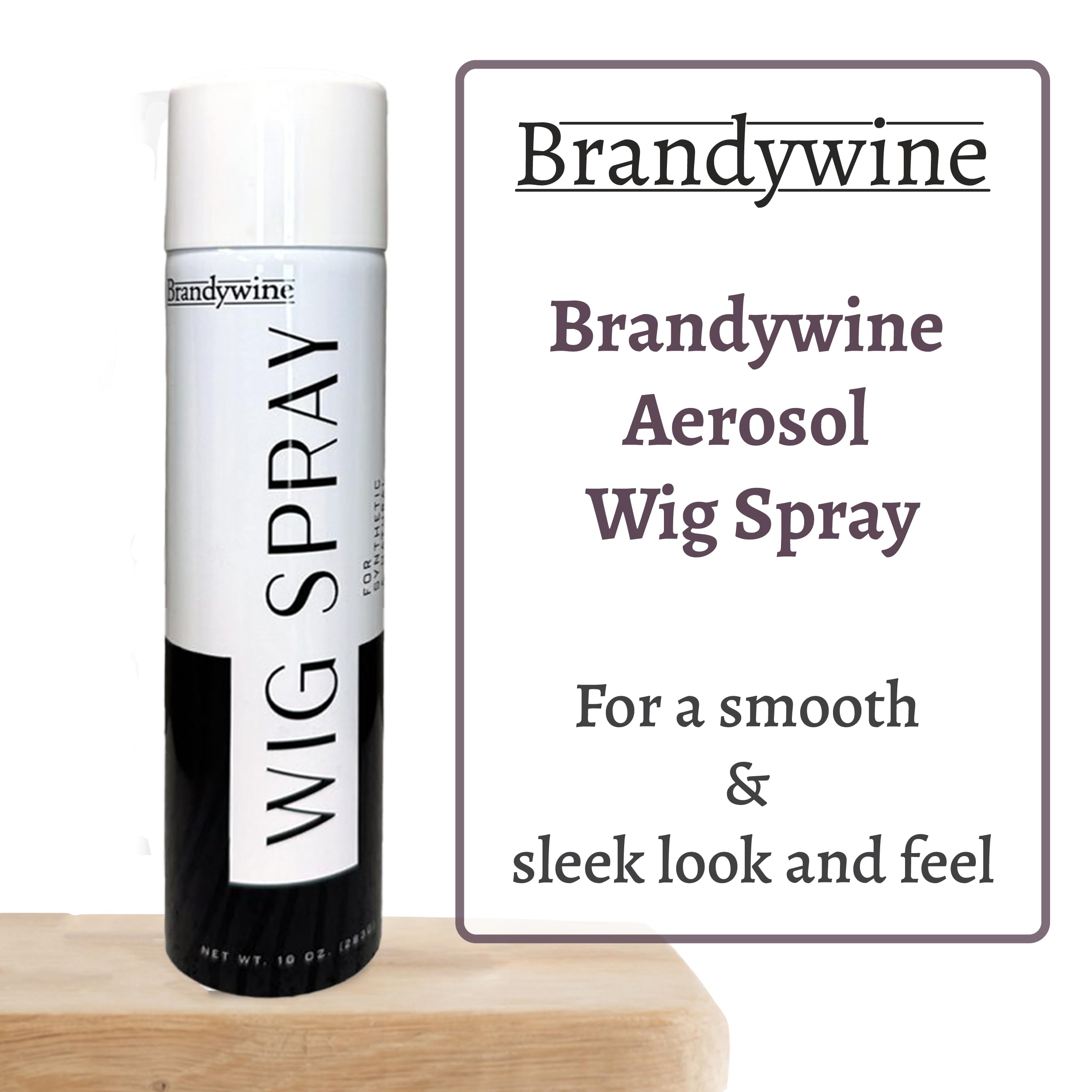 Brandywine Wig Spray mist being dispensed shows flexible hold on wig