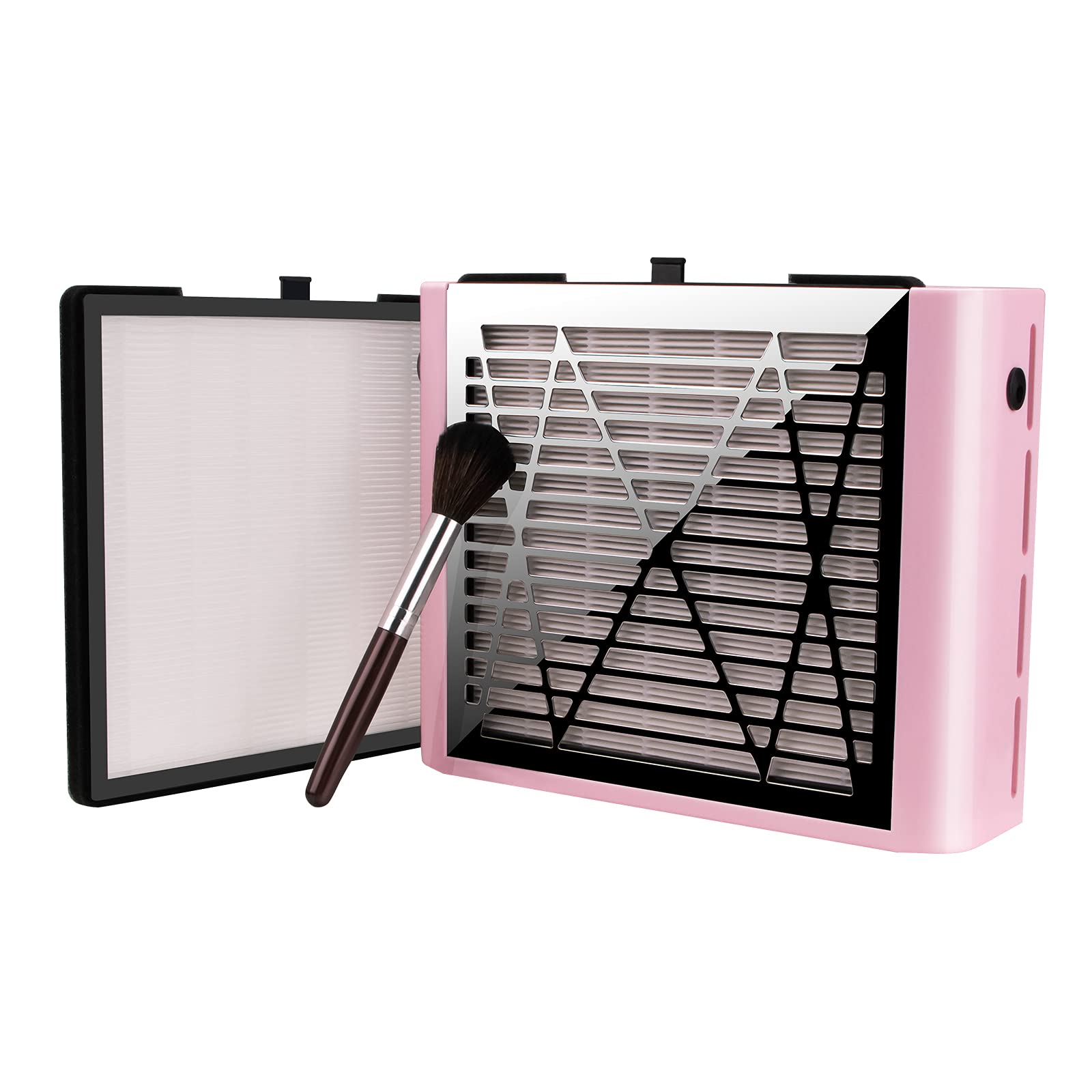 BRANTMAKER Nail Dust Collector front view in pink with strong suction