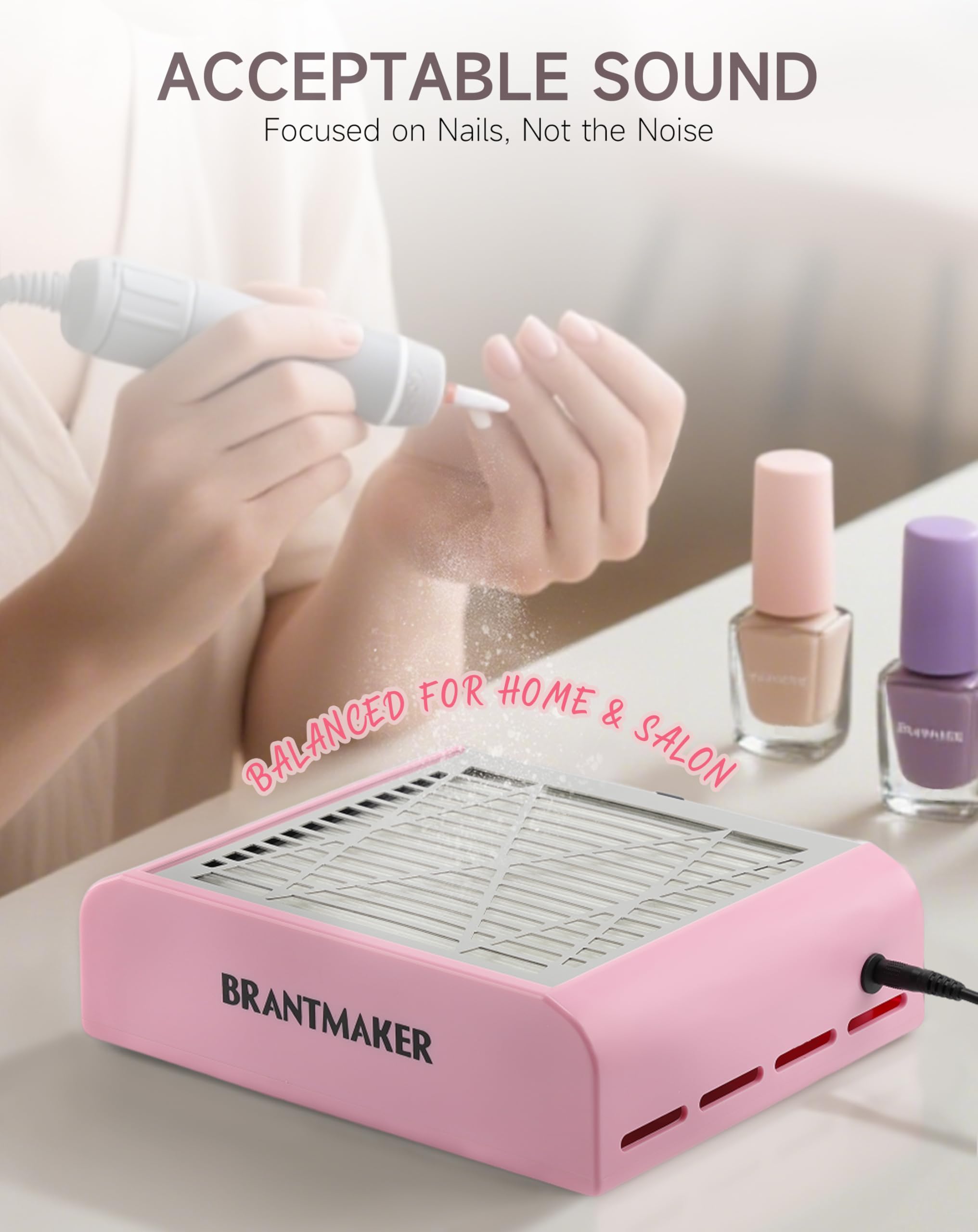 BRANTMAKER Nail Dust Collector includes a brush for easy cleanup