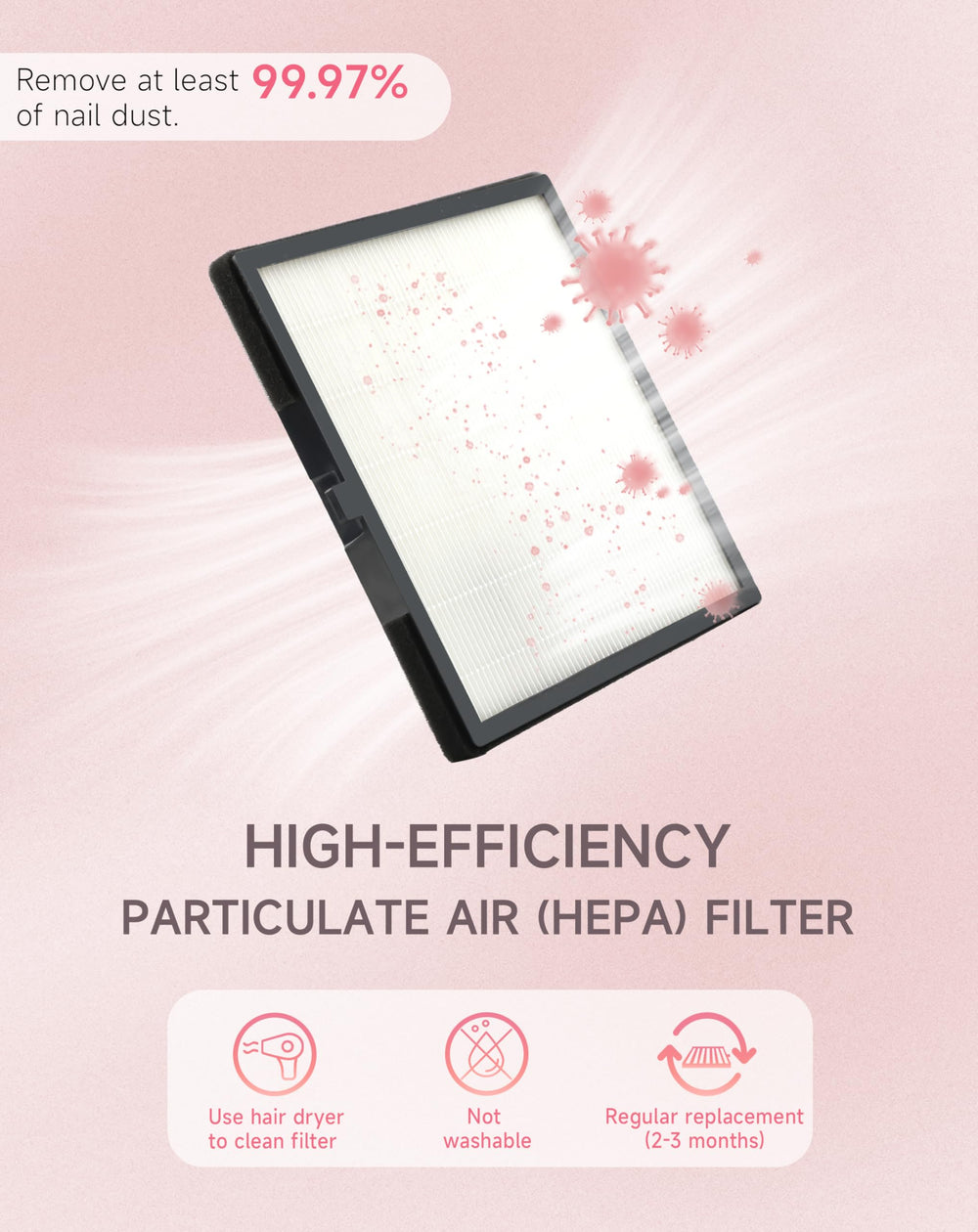 BRANTMAKER Nail Dust Collector shows heat-dissipation design with a large air hole
