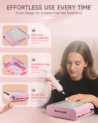 BRANTMAKER Nail Dust Collector features two reusable filters for eco use