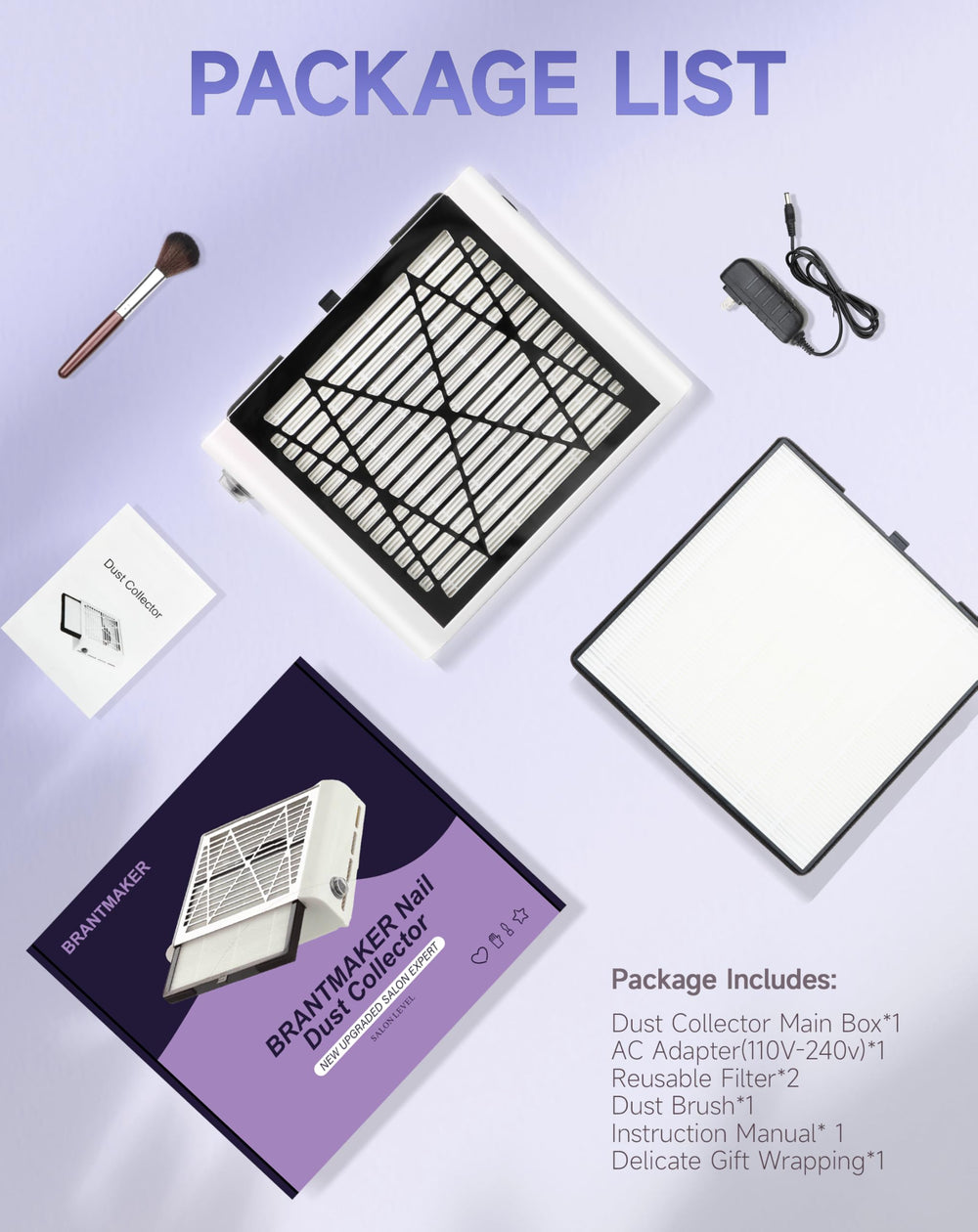 BRANTMAKER nail-dust-collector-simple-one-button enables easy operation.