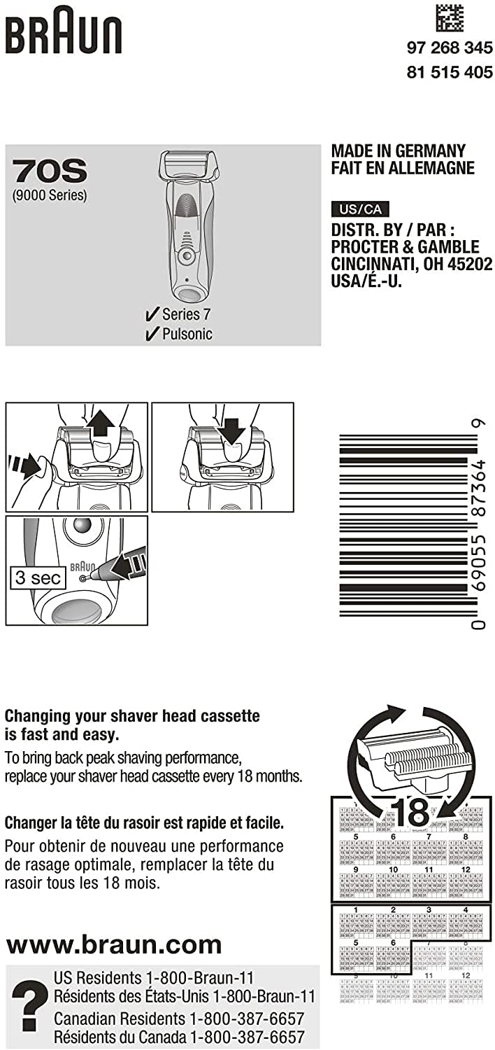 Braun Pulsonic foil and cutter image highlights durable components for consistent trimming.