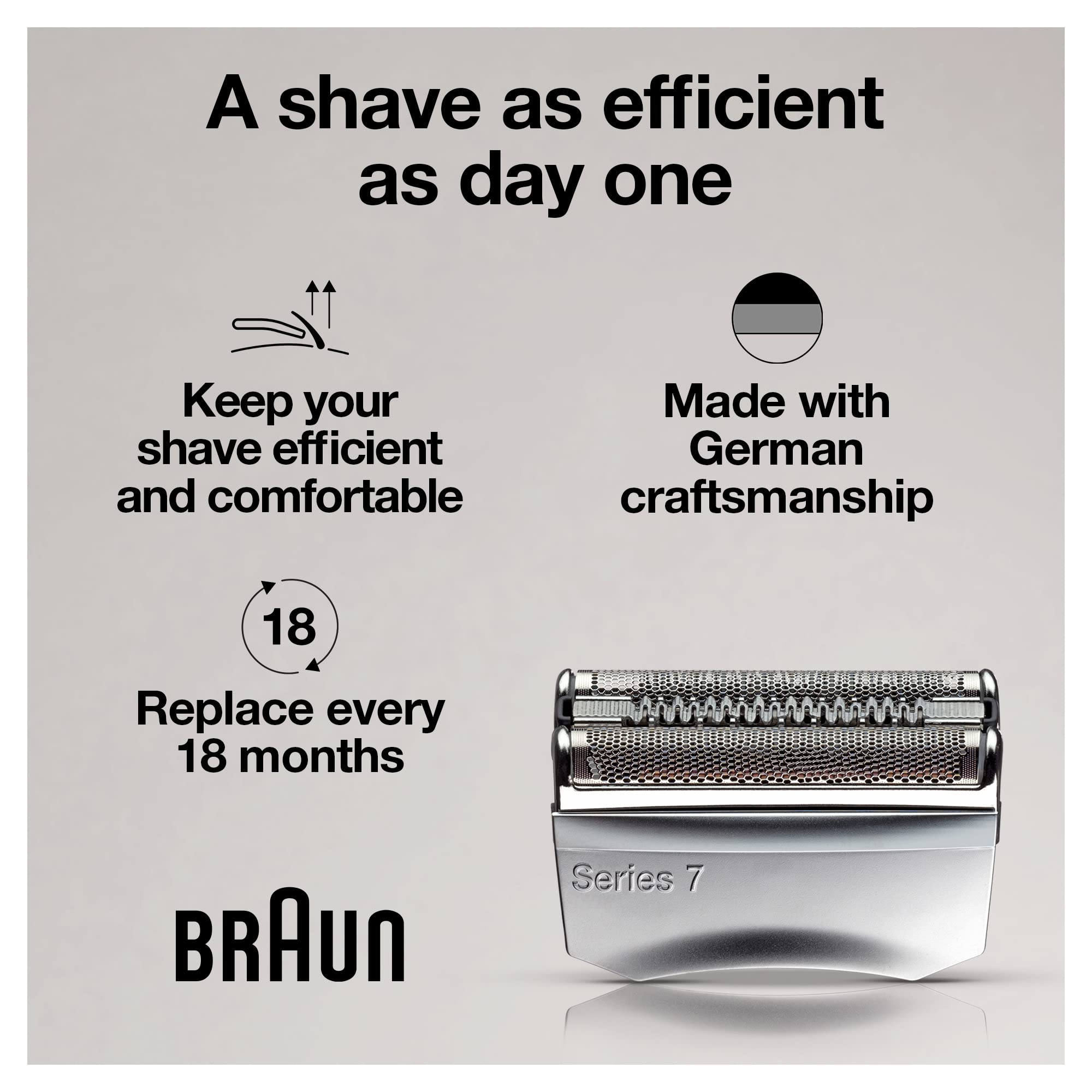 Braun Series 7 70S silver shaver head closeup highlights metal finish