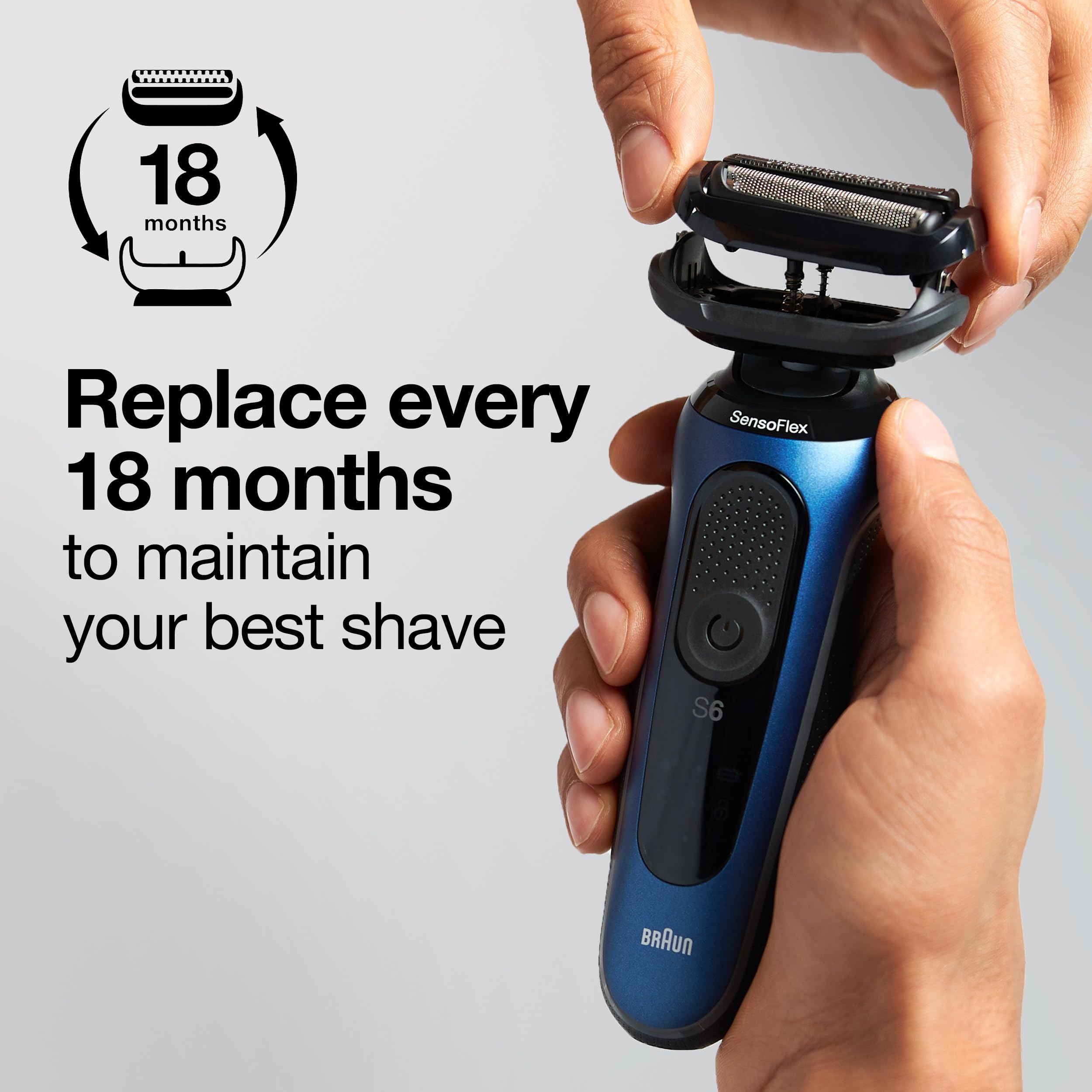 Braun Series 5 53B head back view—German craftsmanship for durability.