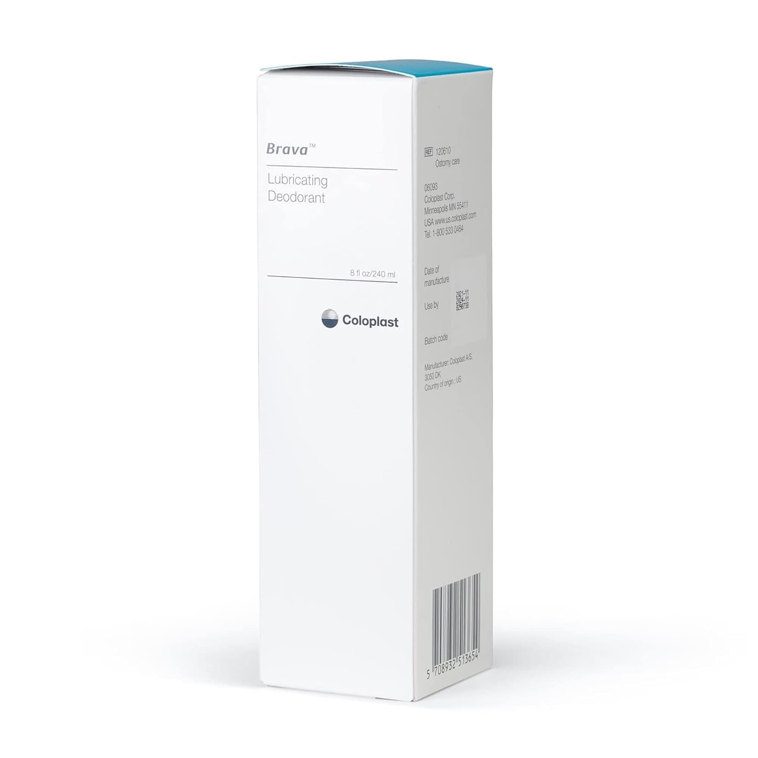 Coloplast Brava deodorant bottle supports odor control and comfortable pouch handling.