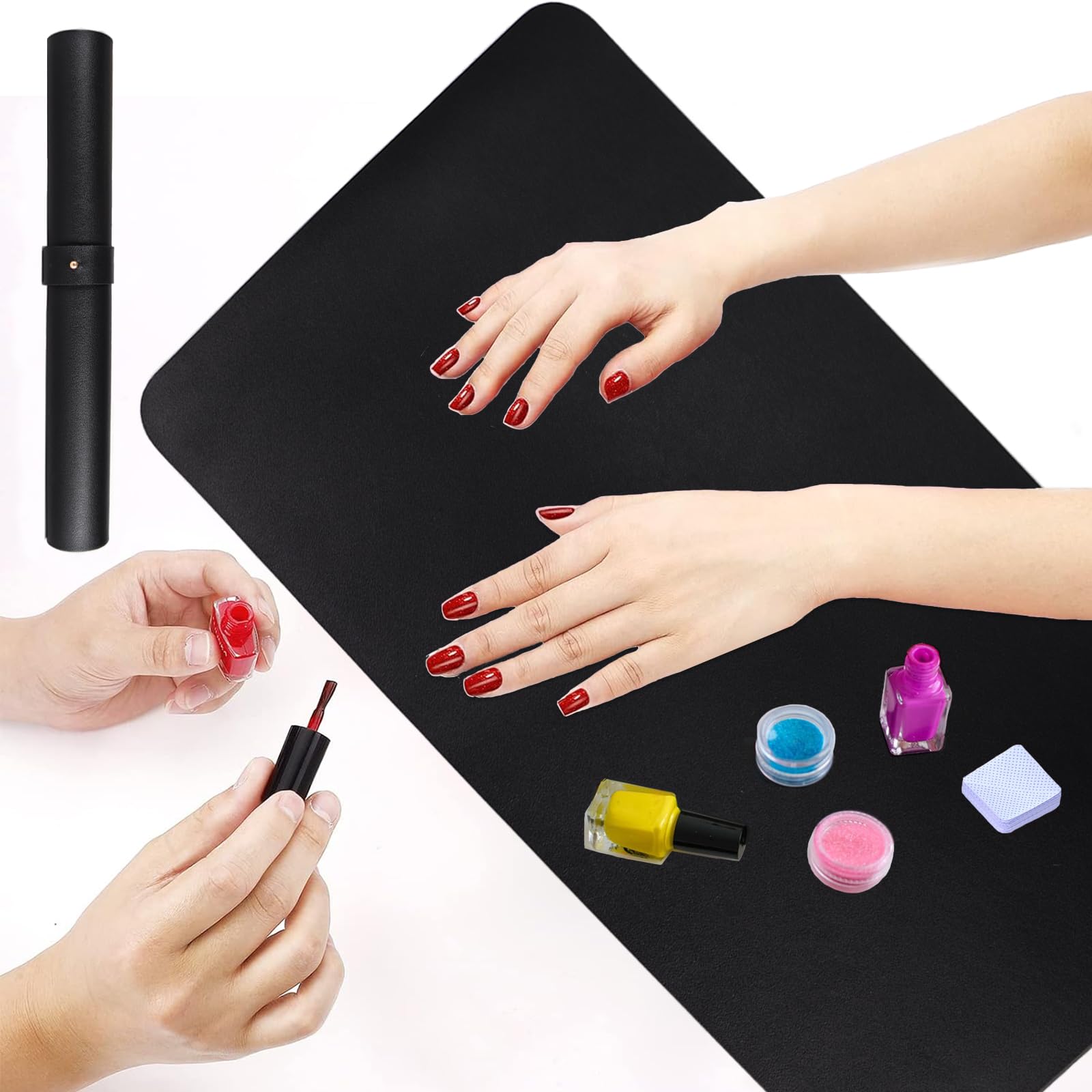 BRAVIKERLY Nail Art Table Mat is easy to clean with damp cloth.