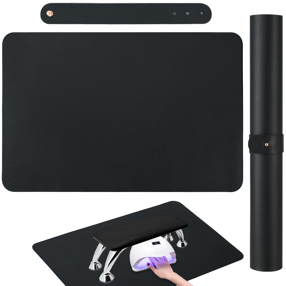 BRAVIKERLY Nail Art Table Mat foldable hand rest for steadier manicure sessions.