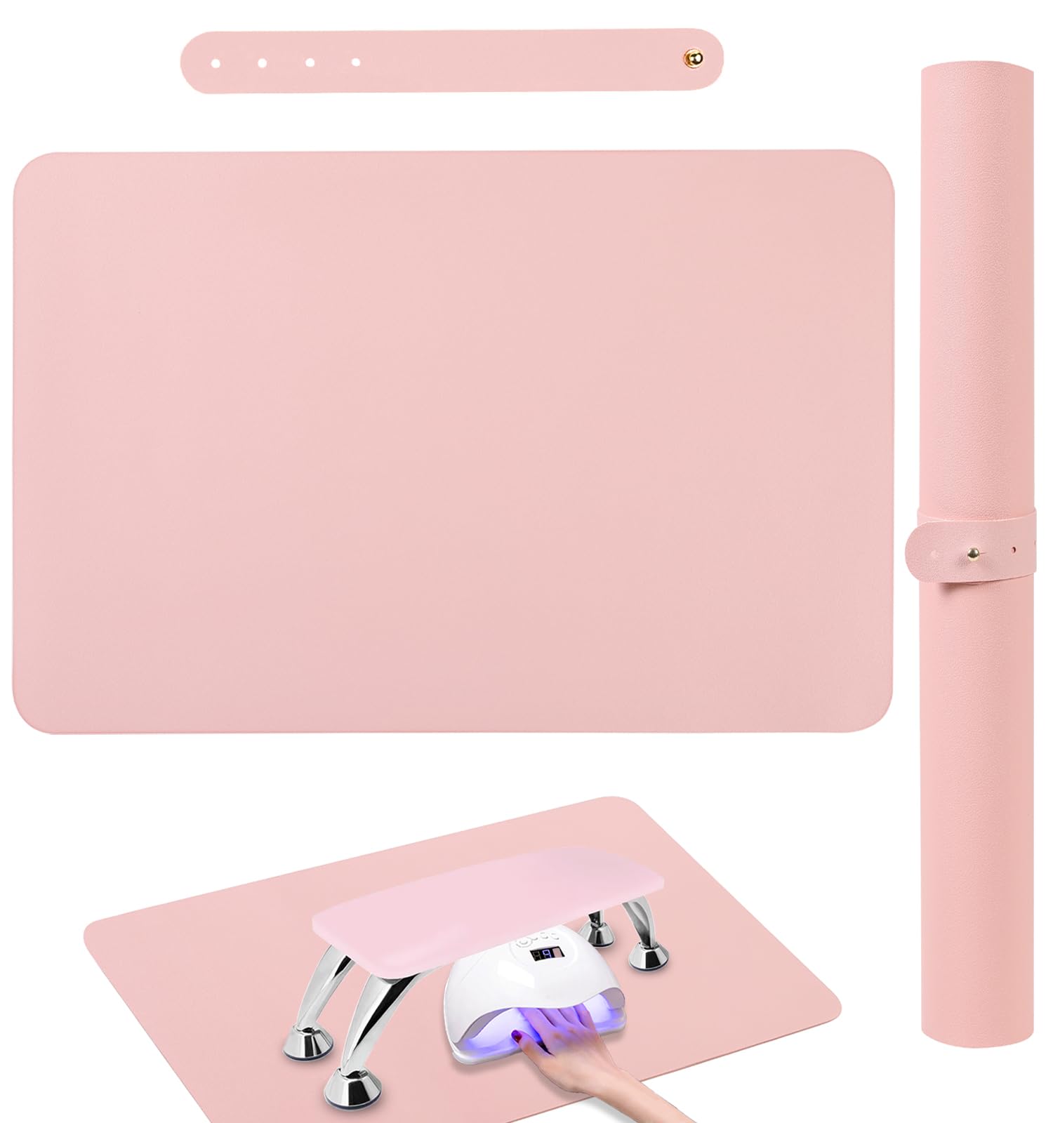BRAVIKERLY Nail Table Mat folded for portable, compact salon setups with foldable design.