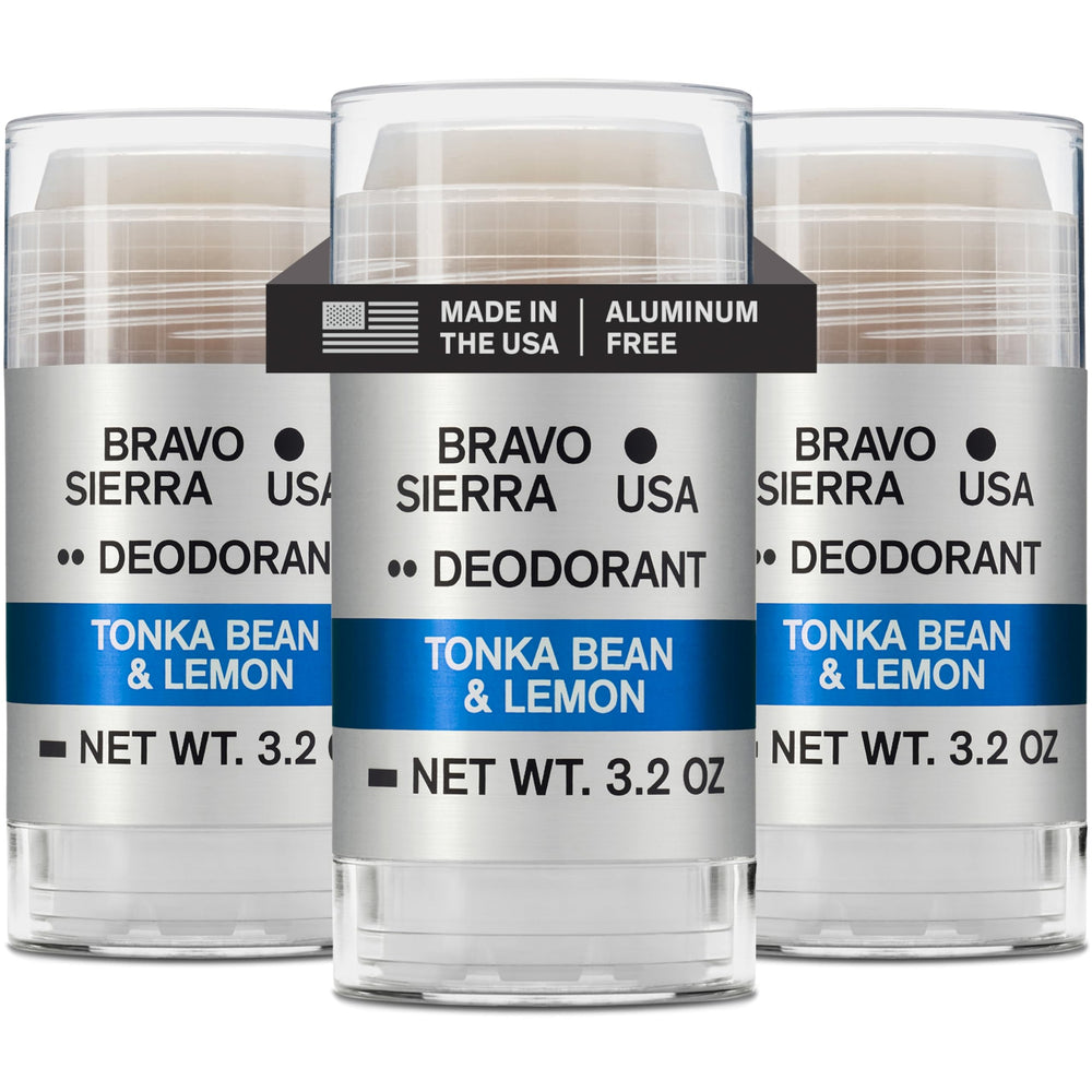 Bravo Sierra aluminum-free deodorant three-pack ready for on-the-go odor protection.