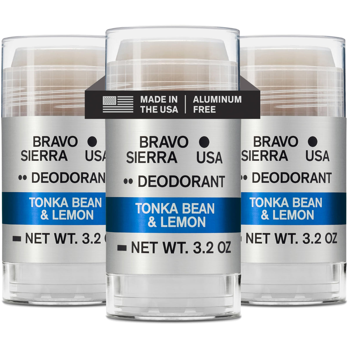 Bravo Sierra aluminum-free deodorant three-pack ready for on-the-go odor protection.