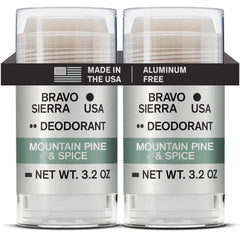 Bravo Sierra deodorant 2-pack Mountain Pine & Spice bottle offers long-lasting odor protection