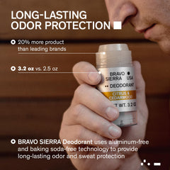 Bravo Sierra deodorant glide shows smooth, clear application