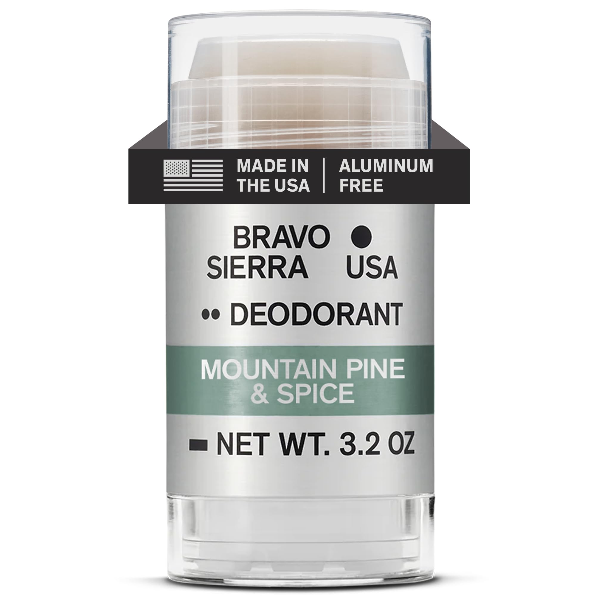 Bravo Sierra Mountain Pine Spice deodorant stick provides long-lasting protection