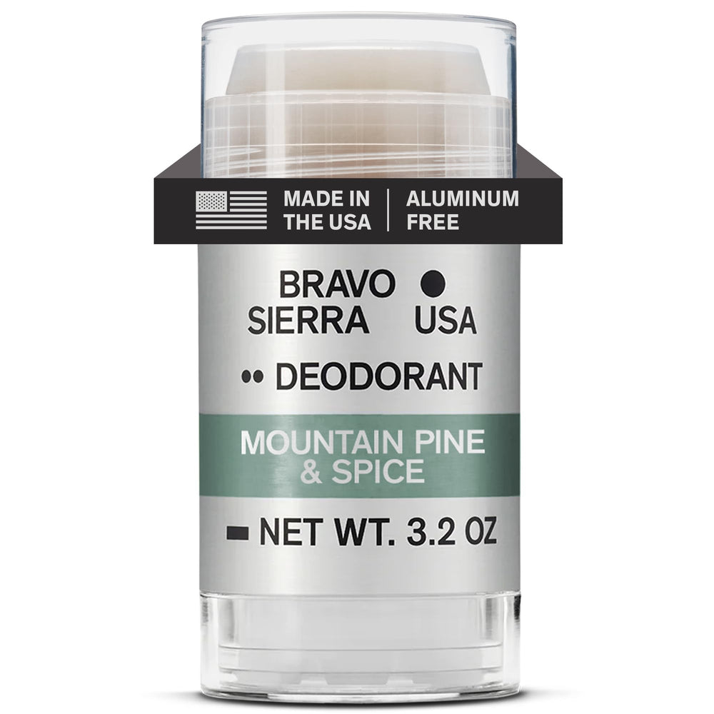 Bravo Sierra Mountain Pine Spice deodorant stick provides long-lasting protection