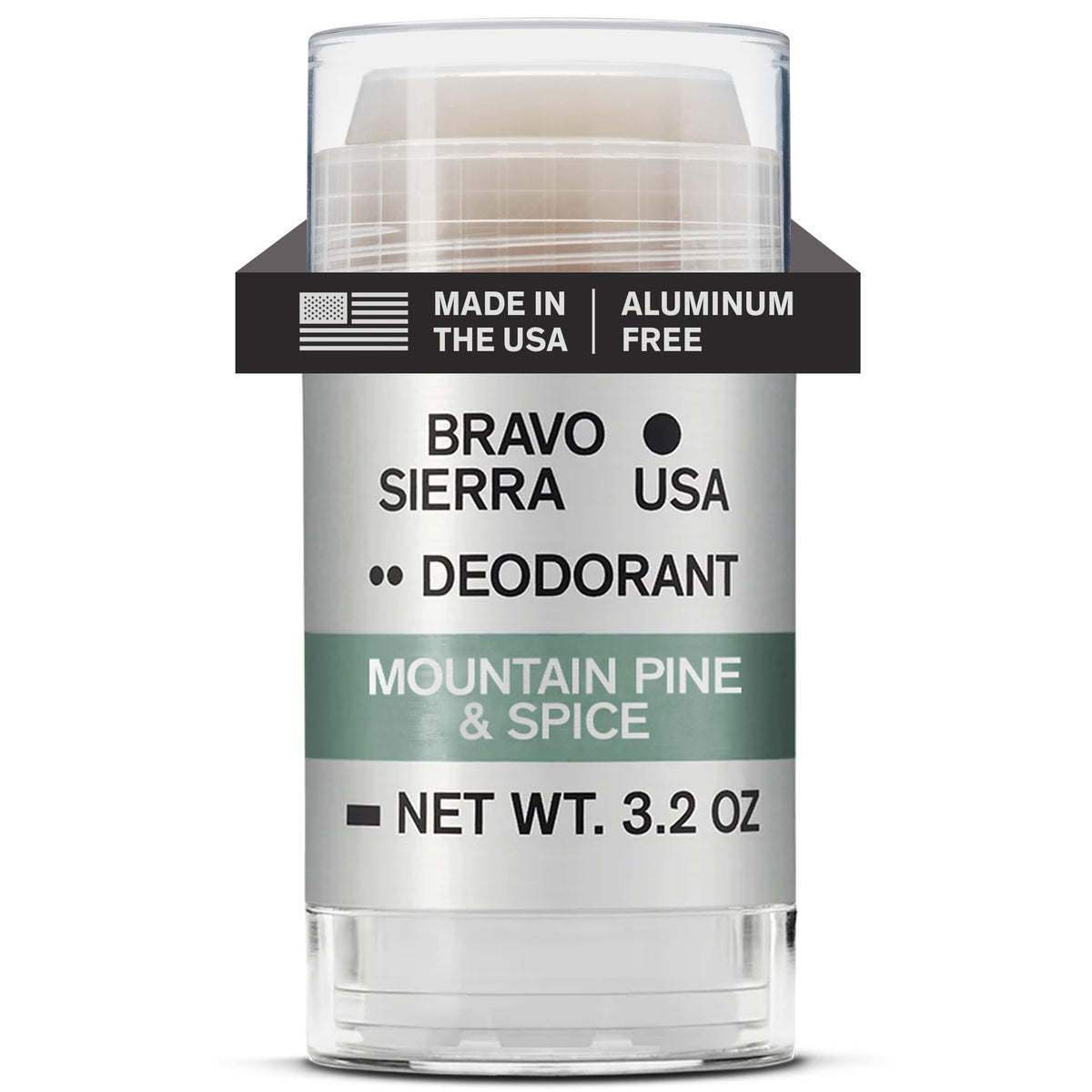 Bravo Sierra Mountain Pine Spice deodorant stick provides long-lasting protection