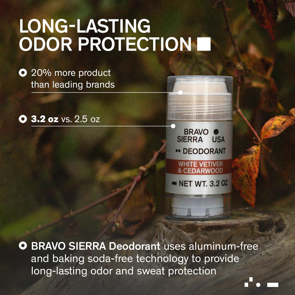 Bravo Sierra white vetiver and cedarwood scent designed for masculine daily wear.