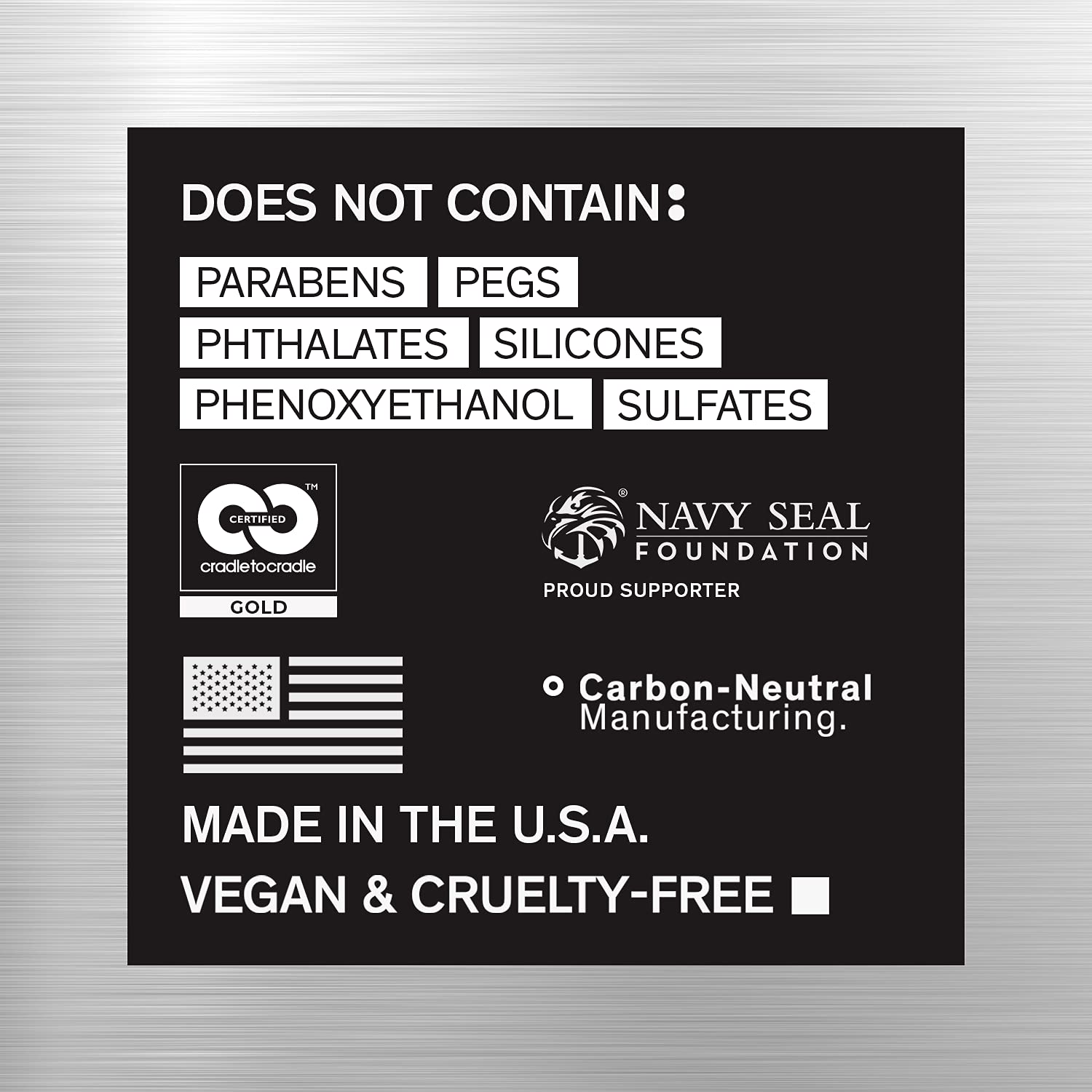 Bravo Sierra cradle-to-cradle bronze certified badge; sustainable, vegan, cruelty-free