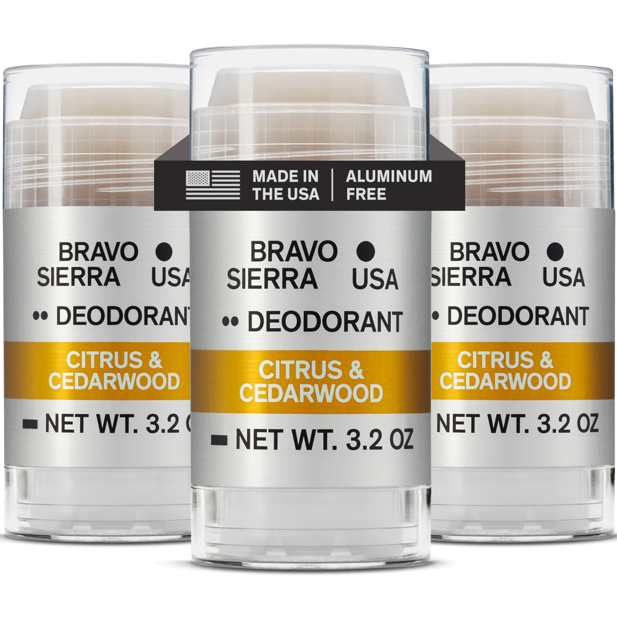 Bravo Sierra aluminum-free Citrus Cedarwood deodorant bottle for daily odor control