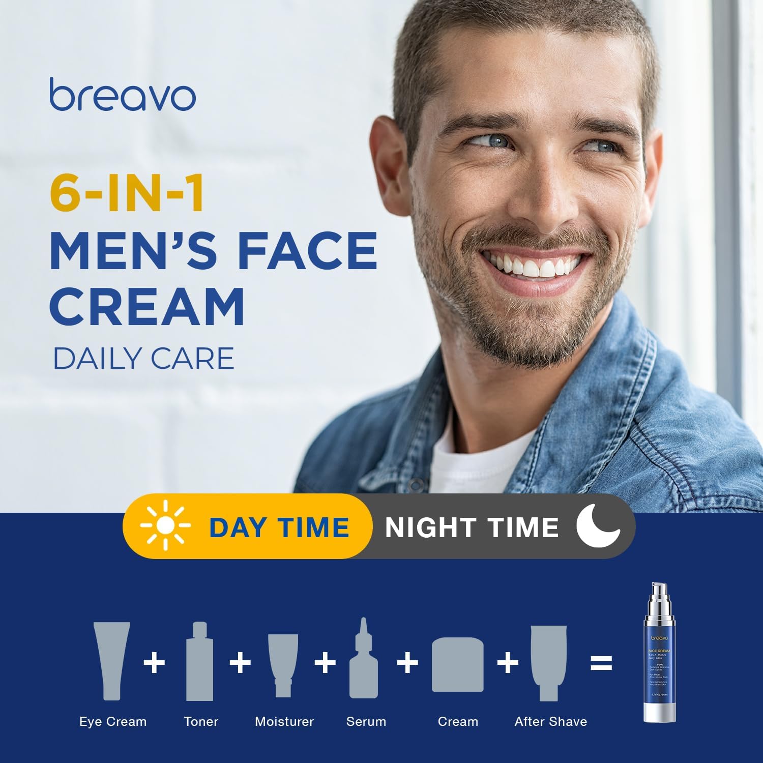 Breavo 6 in 1 face cream after-shave application for calm skin.
