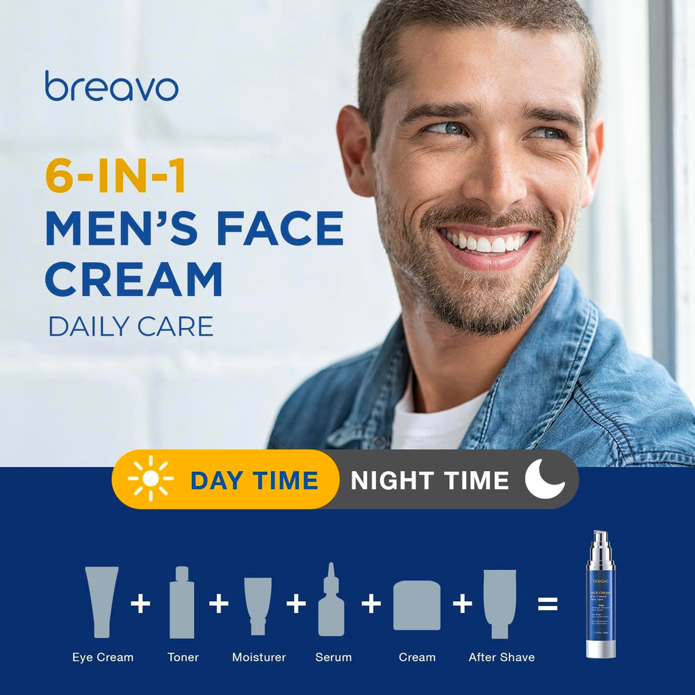 Breavo 6 in 1 face cream after-shave application for calm skin.
