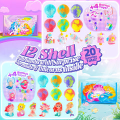BreezeDream Unicorn box with shell bath bombs and toy surprises for kids.