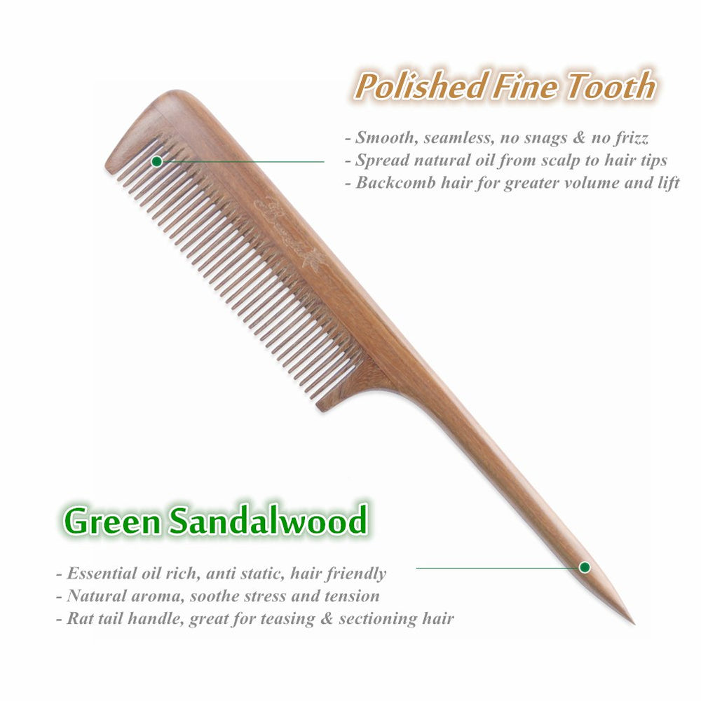 Breezelike handmade wooden comb closeup highlights smooth finish for long hair