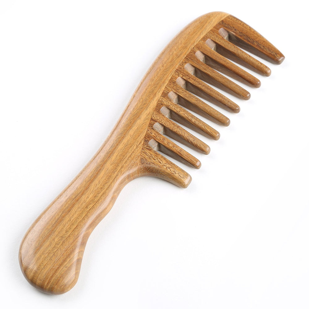Breezelike sandalwood hair comb wide teeth ready for gentle detangling of thick hair