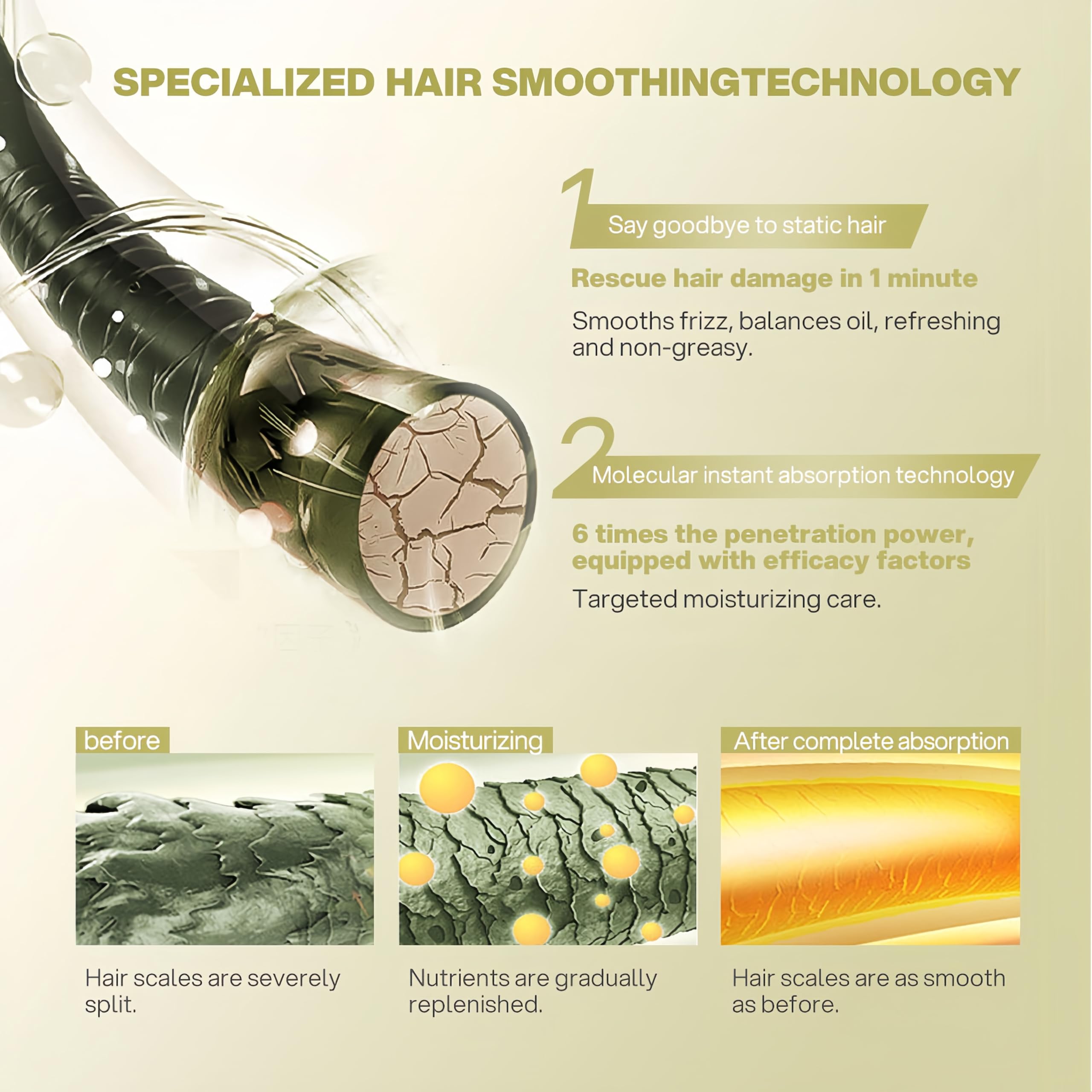 Bremod Performance 10in1 Hair Serum frizz-control application on hair for sleek results.