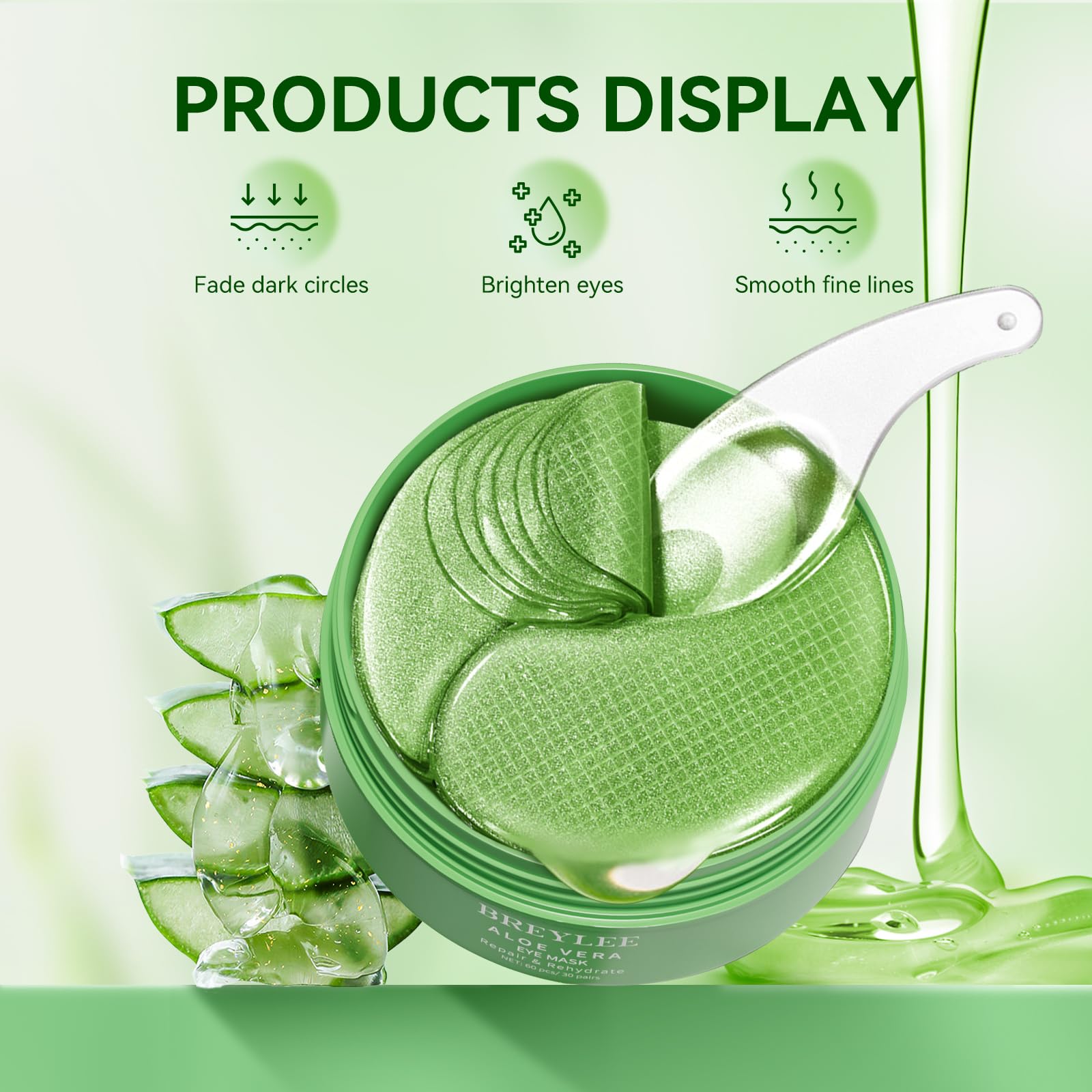 Breylee Aloe Vera Eye Masks easy application demonstrated by simple steps.