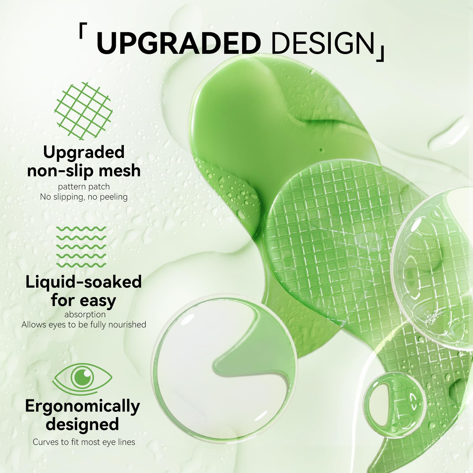 BREYLEE Aloe Vera Eye Masks grid design keeps patches in place.