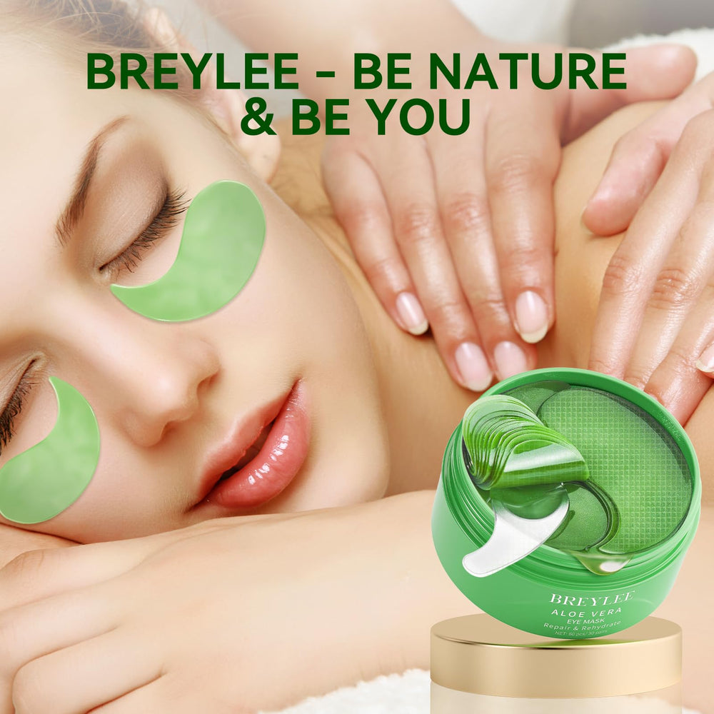 BREYLEE Aloe Vera Eye Masks natural extracts close-up.
