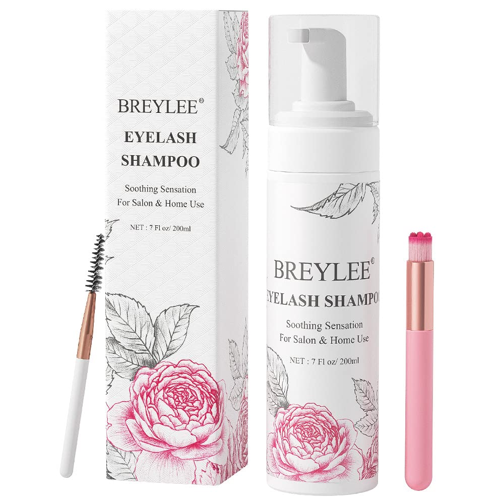 Breylee eyelash extension cleanser bottle shows gentle foaming for clean lashes